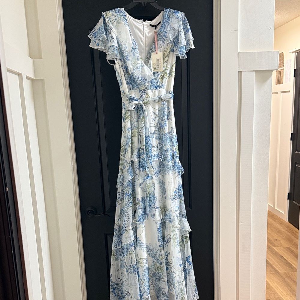 Elegant Blue Floral Maxi Dress by Alex Marie